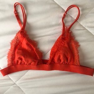 Orange fringe Lacey bralette. NWOT